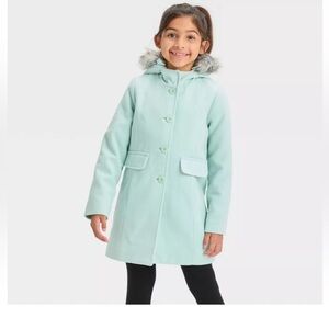 Cat & Jack™ Girls' Faux Wool Jacket -Mint Green Size Small 6/7